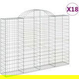  Obokane gabion košare 18kosov 200x30x140/160cm pocinkano železo, (21000498) | Shoptok.si