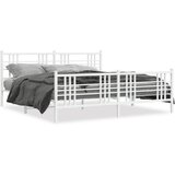 vidaXL Kovinski posteljni okvir z vzglavjem in vznožjem bel 180x200 cm | Shoptok.si