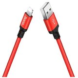 Hoco podatkovni kabel X14 Lightning na USB 1m 3A rdeč pleten | Shoptok.si