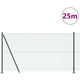 vidaXL Varjena ograja z 13 flanganimi stebrički Zeleni 1.2x25 m Jeklo | Shoptok.si