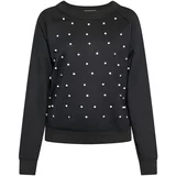 faina Sweater majica crna / prozirna / biserno bijela