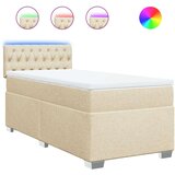 vidaXL Box spring postelja z vzmetnico krem 80x200 cm blago | Shoptok.si
