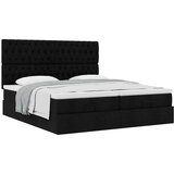  Otomanski okvir kreveta s madracima crni 200x200cm od tkanine | shoptok.hr