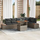 vidaXL 7-delni vrtni kavč set z blazinami siva poli ratan | Shoptok.si