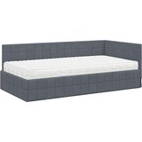  Kutni krevetni okvir s madracem s uzglavljem 2 kom. Siva Baršun - Tamno siva 90 x 200 cm | shoptok.hr