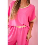 Kesi Włoski Viscose set with golden trim pink | Shoptok.si