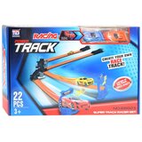 Magic Toys Power Track: 22-delni set dirkalne steze s križiščem in 2 avtomobilčkoma 1/64 na poteg nazaj | Shoptok.si