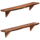  Zidne police od masivnog bagremovog drva 2 kom 90 x 20 x 18 cm | Eponuda.com
