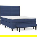 vidaXL Box spring postelja z vzmetnico modra 140x200 cm blago, (20893024) Cene