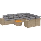  10-dijelni set vrtnih sofa s jastucima bež od poliratana 83 x 62 x 69 cm | shoptok.hr