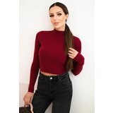Kesi Włoski Women's ribbed dress with a turtleneck and decorative buttons burgundy Cijene