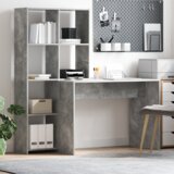 vidaXL Stol s policom Beton siva 138.5 x 55 x 143 cm Konstruirano drvo | shoptok.hr