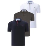 Dewberry TRIPLE SET T8582 MENS T-SHIRT-NAVY BLUE-WHITE-KHAKI Cijene