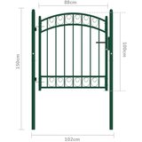 vidaXL vrata za ogradu s lučnim vrhom čelična 100 x 100 cm zelena | shoptok.hr