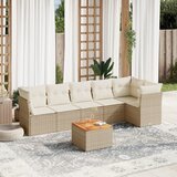 Maison Chic Seti vrtnega pohištva - Vrtna garnitura - Vrtni pohištvo set 7-delna z blazinami bež poli ratan, (21803186) | Shoptok.si