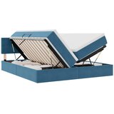 vidaXL Krevet s LED trakama s pohranom Tamno plava 180 x 200 cm Baršun - Tamno plava 180 x 200 cm Gumbi | shoptok.hr