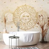  Foto tapeta - Golden Sun and Moon - Artistic Illustration in Retro Style 400x280 Vodootporna | shoptok.hr