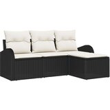 vidaXL 4-delni set vrtnih kavčev z blazinami črn poli ratan | Shoptok.si