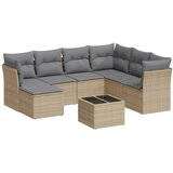 vidaXL Vrtna sedežna garnitura 8-delna z blazinami bež poli ratan, (21058722) | Shoptok.si