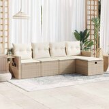  5-dijelni vrtni set sofa s jastucima bež od poliratana | shoptok.hr