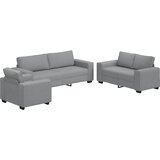  3-dijelni set sofa s jastucima, svijetlo siva tkanina | shoptok.hr