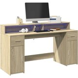  Radni stol s LED svjetlima hrast 160x55x91 cm konstruirano drvo Cijene