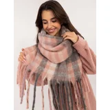 Fashion Hunters Light pink and gray checkered winter scarf
