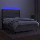  Box spring postelja z vzmetnico LED sv. siva 140x200 cm blago, (20789659) | Shoptok.si