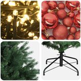  Umjetno božićno drvce s kuglicom 150 cm 150 LED lampica - Zelena 150 cm s LED-ima i crvenim lopticama | shoptok.hr