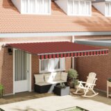 vidaXL Samodejna retraktibilna tenda oranžna in rjava 400x350 cm | Shoptok.si