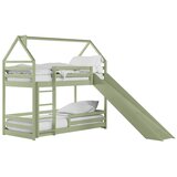 Molarem Home Drveni dječji krevet na kat Play s toboganom - olive - 200x90 - Bez madraca | shoptok.hr