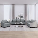  3-dijelni set sofa s jastucima svjetlosivi od tkanine | shoptok.hr