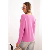 Kesi Włoski Women's sweater made of viscose with long sleeves and a round neckline purple | shoptok.hr