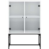 vidaXL Stranska omarica s steklenimi vrati bela 69x37x100 cm | Shoptok.si
