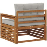  Set vanjskih sofa Čvrsto drvo akacije i poliester Prirodna - Prirodna i svijetlo siva Otvoreni okvir | shoptok.hr