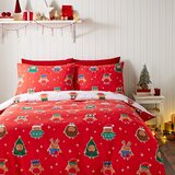 Catherine Lansfield Rdeča/bela podaljšana posteljnina za zakonsko posteljo 230x220 cm Party Robins – | Shoptok.si