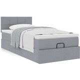 vidaXL Otomanski posteljni okvir z vzmetnico siv 90x200 cm blago | Shoptok.si