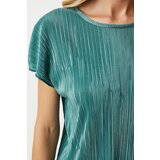  Women's Vibrant Green Pleated Casual Blouse Trousers Set | shoptok.hr