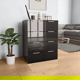 vidaXL Komoda visok sijaj črna 60x35x80 cm iverna plošča Cene