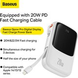 Baseus POWER BANK 10000MAH QPOW PRO - USB + TYPE C - PD 20W S LIGHTNING KABLOM BELA | Shoptok.si