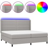  Krevet box spring s madracem LED svjetlosivi 200x200 cm tkanina | shoptok.hr