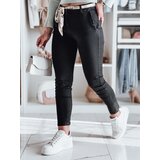 DStreet Spodnie damskie materiałowe chinosy z paskiem ROSSALI czarne UY2295 | Shoptok.si