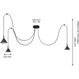  Visilica na sajli ETNA LONG 3xGX53/10W/230V pauk crni | Eponuda.com