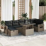 Maison Chic Seti vrtnega pohištva - Vrtna garnitura - Vrtni pohištvo set 8-delna z blazinami siv poli ratan, (21808799) | Shoptok.si