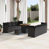 vidaXL 11-delni vrtni sofa set z blazinami Črn Poli ratan Akacija, 3-delni vrtni jedilni set z blazinami Črn Poli ratan Akacija Cene