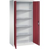 C+P Delavniška omara s krilnimi vrati, VxŠxG 1950 x 930 x 500 mm, svetlo sive / rubinasto rdeče barve | Shoptok.si