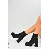 Fox Shoes Black Suede Platform Heeled Sweater Women's Boots Cene