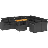 Maison Chic Seti vrtnega pohištva - Vrtna garnitura - Vrtni pohištvo set 10-delna z blazinami črn poli ratan, (21812398) | Shoptok.si