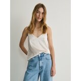 Reserved - Top s visokim udjelom svile - krem | shoptok.hr