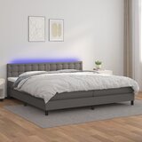 The Living Store Box spring postelja z vzmetnico LED siva 200x200cm umetno usnje - Box Spring Postelja, (21521330) | Shoptok.si